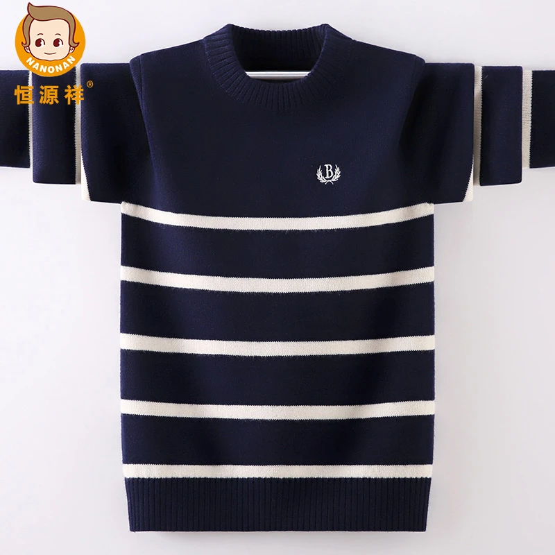 恒源祥100%纯羊毛衫男童毛衣冬季中大童羊毛针织衫儿童羊毛衫正品