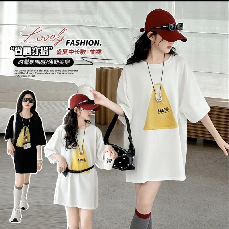 【上衣】儿童夏季韩版休闲印花中长款T恤裙012  LCXMY