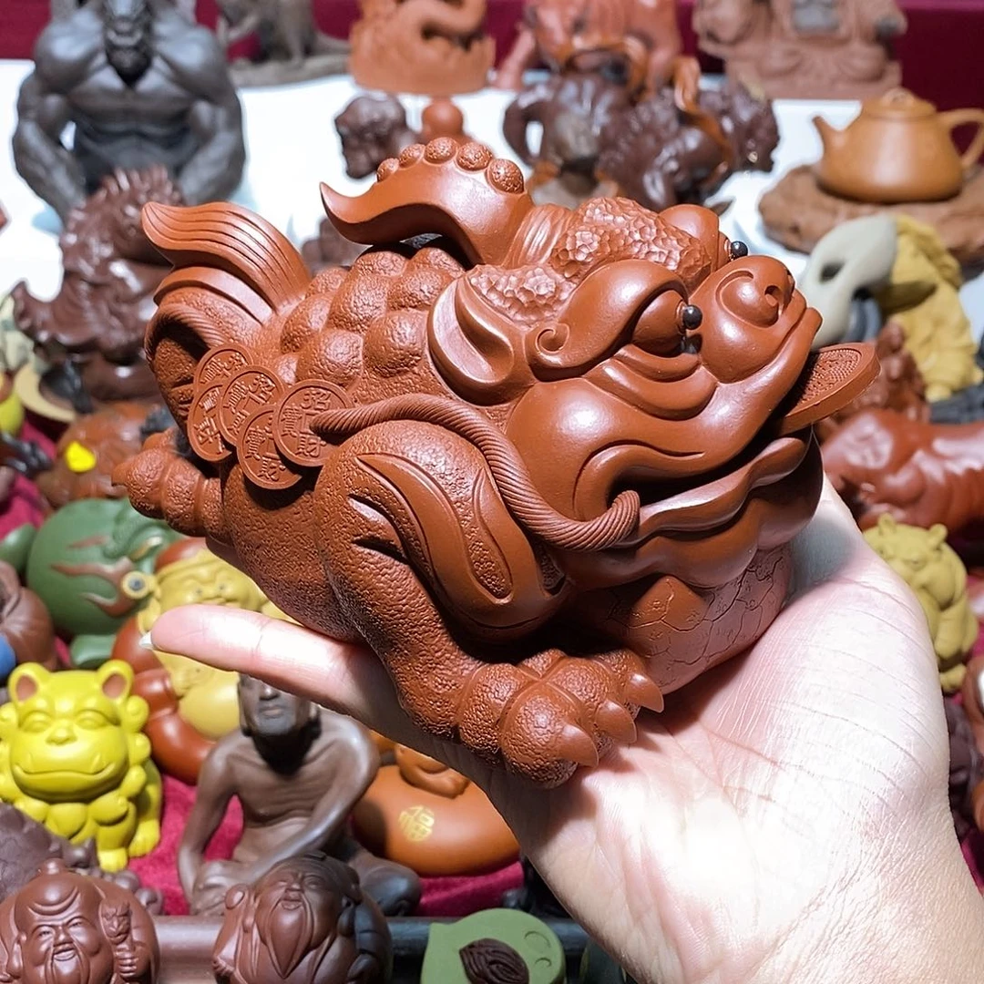 茶宠紫砂宜兴紫砂17厘米鸿运当头