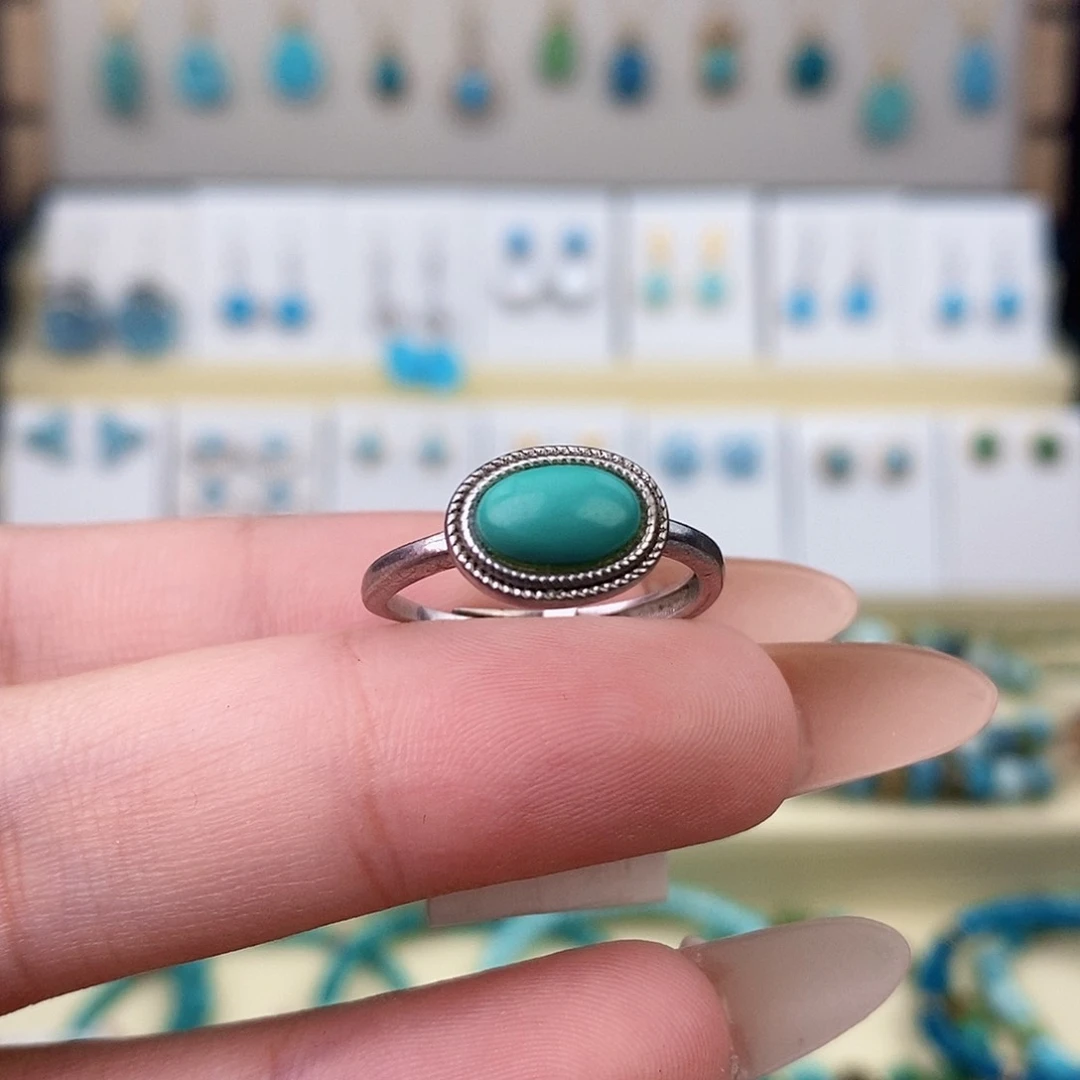 绿松石银S925镶嵌戒指