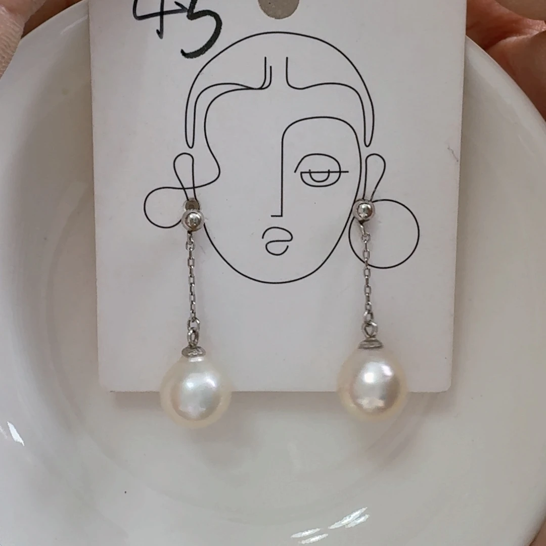 淡水珍珠银S925镶嵌耳饰