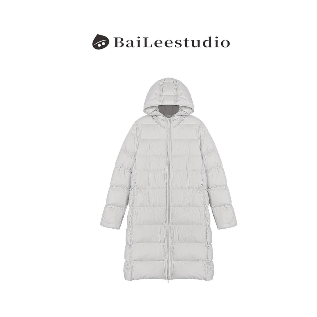 【柏栗良品】2025冬季新品~经典简约保暖排骨连帽中长款羽绒服1129
