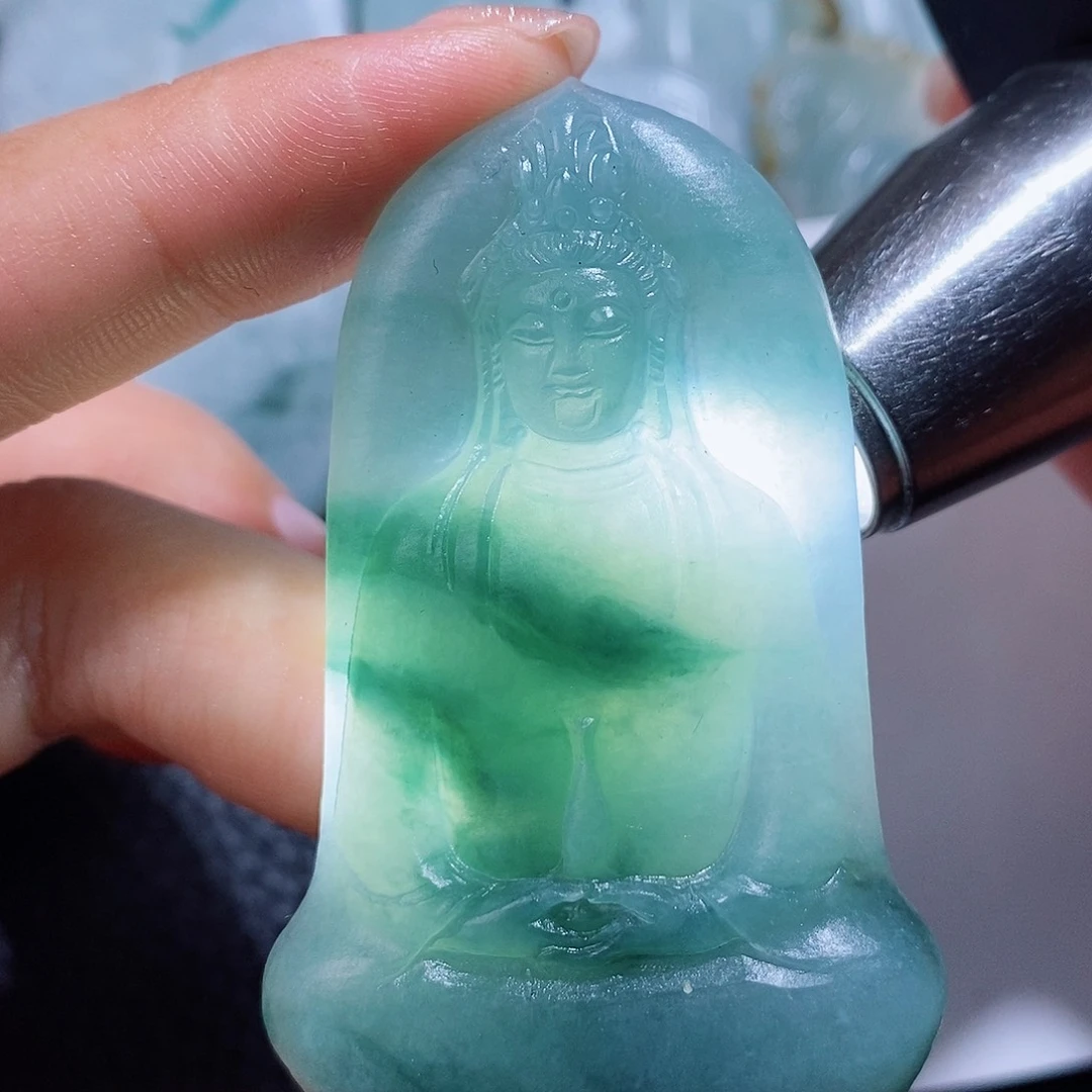 定制翡翠未镶嵌毛货付款后确认抛光