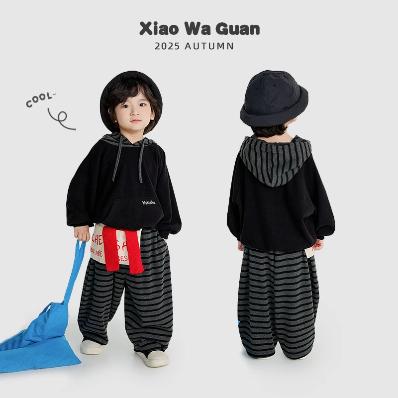 【现货】韩系洋气百搭条纹连帽套装（秋款）XWG-25031