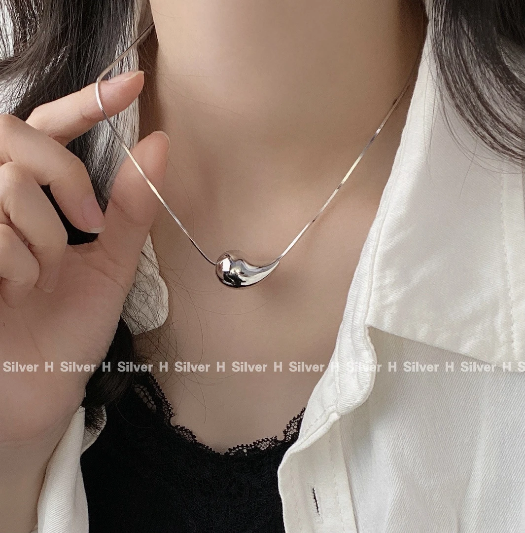 坠链均925银 《水滴珠》ins设计师款减龄百搭单颗大水滴珠珠项链