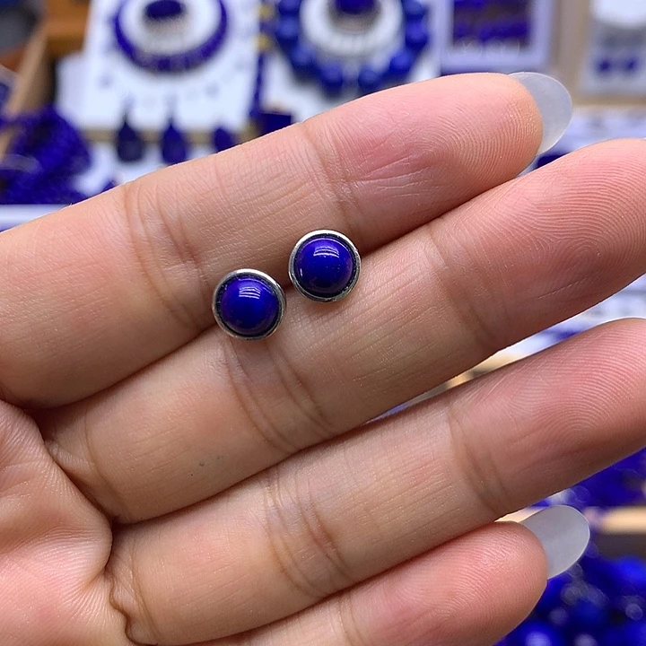 银S925镶嵌青金石耳钉