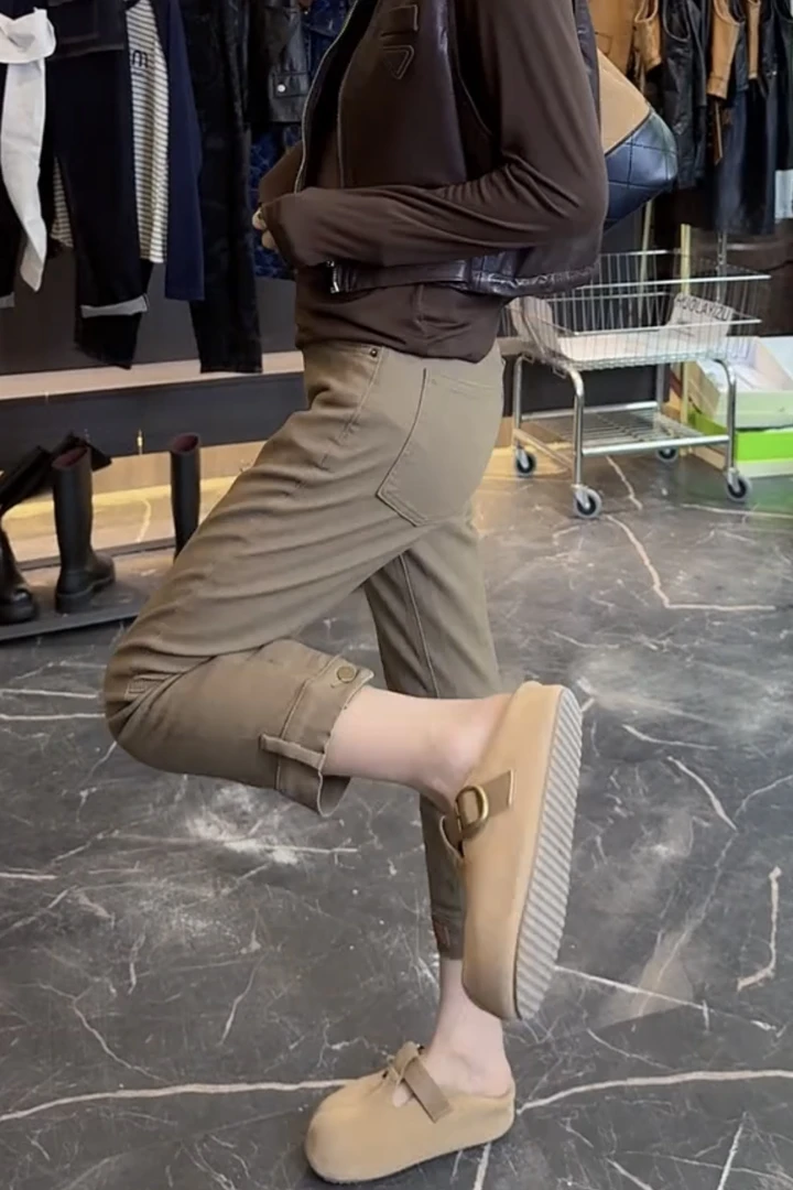 秋季新款时尚牛仔铅笔裤女2025年大码洋气显瘦微弹九分直筒小脚裤