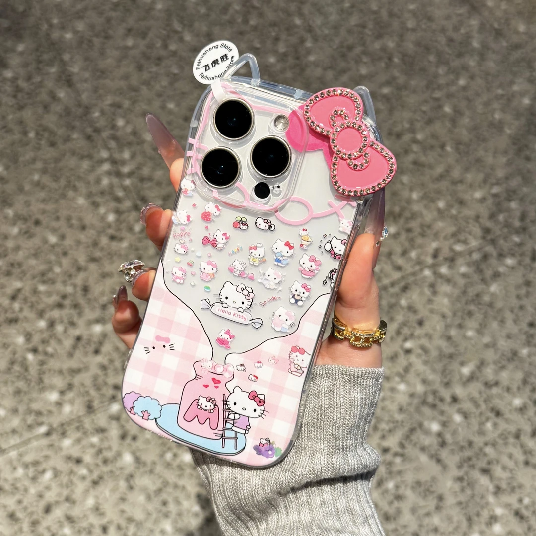 小蛮腰猫耳收集KT猫适用苹果16/15promax手机壳iPhone14可爱13/12