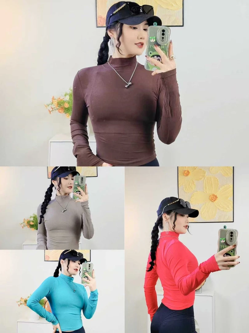 秋冬款~修身显瘦舒适亲肤高领休闲运动瑜伽健身长袖女款（13AB）