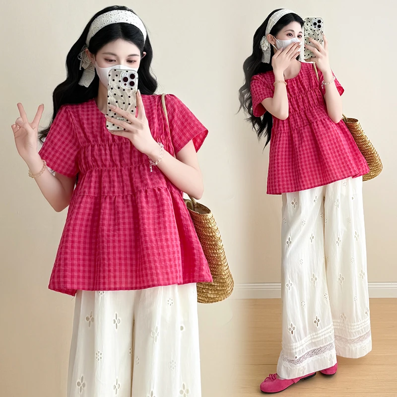 夏季孕妇装两件套套装新款超显白减龄孕妇上衣洋气时尚孕妇阔腿裤