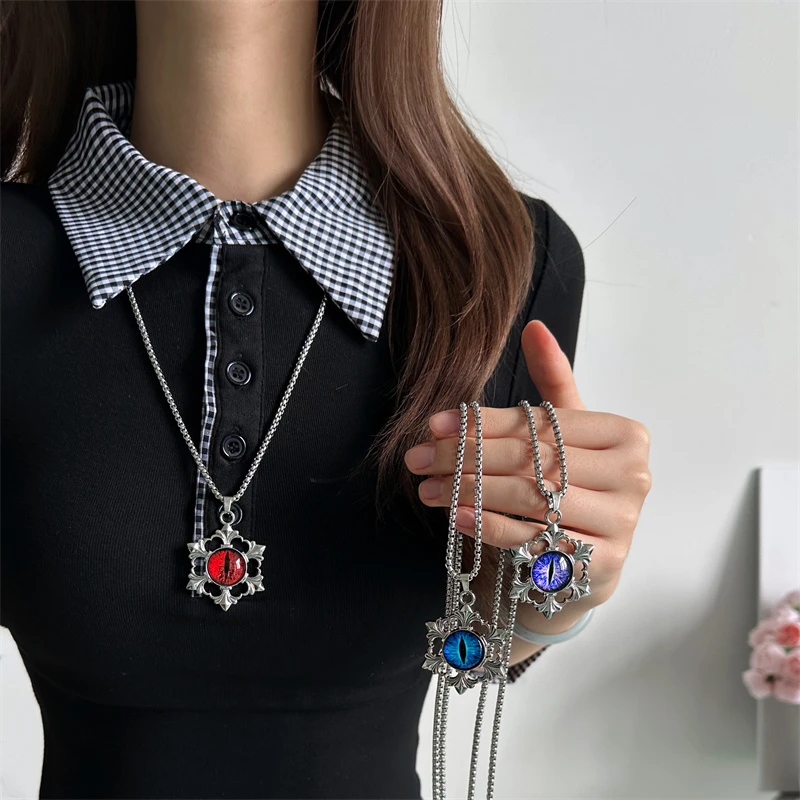 合金项链 X6008-1恶魔之眼项链时尚复古小众欧美长款个性ins