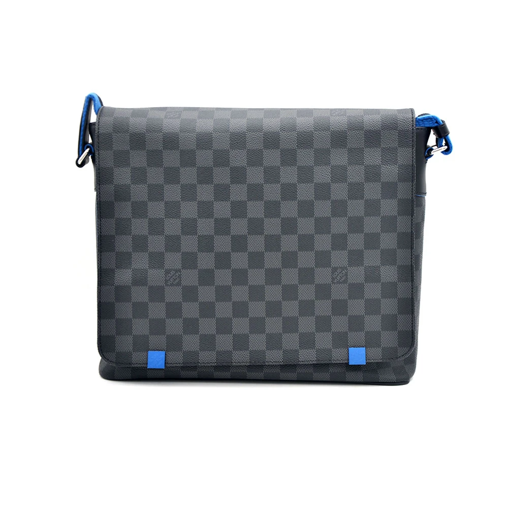 99新 LouisVuitton/路易威登 99新蓝黑棋盘格邮差包32＊29/90793