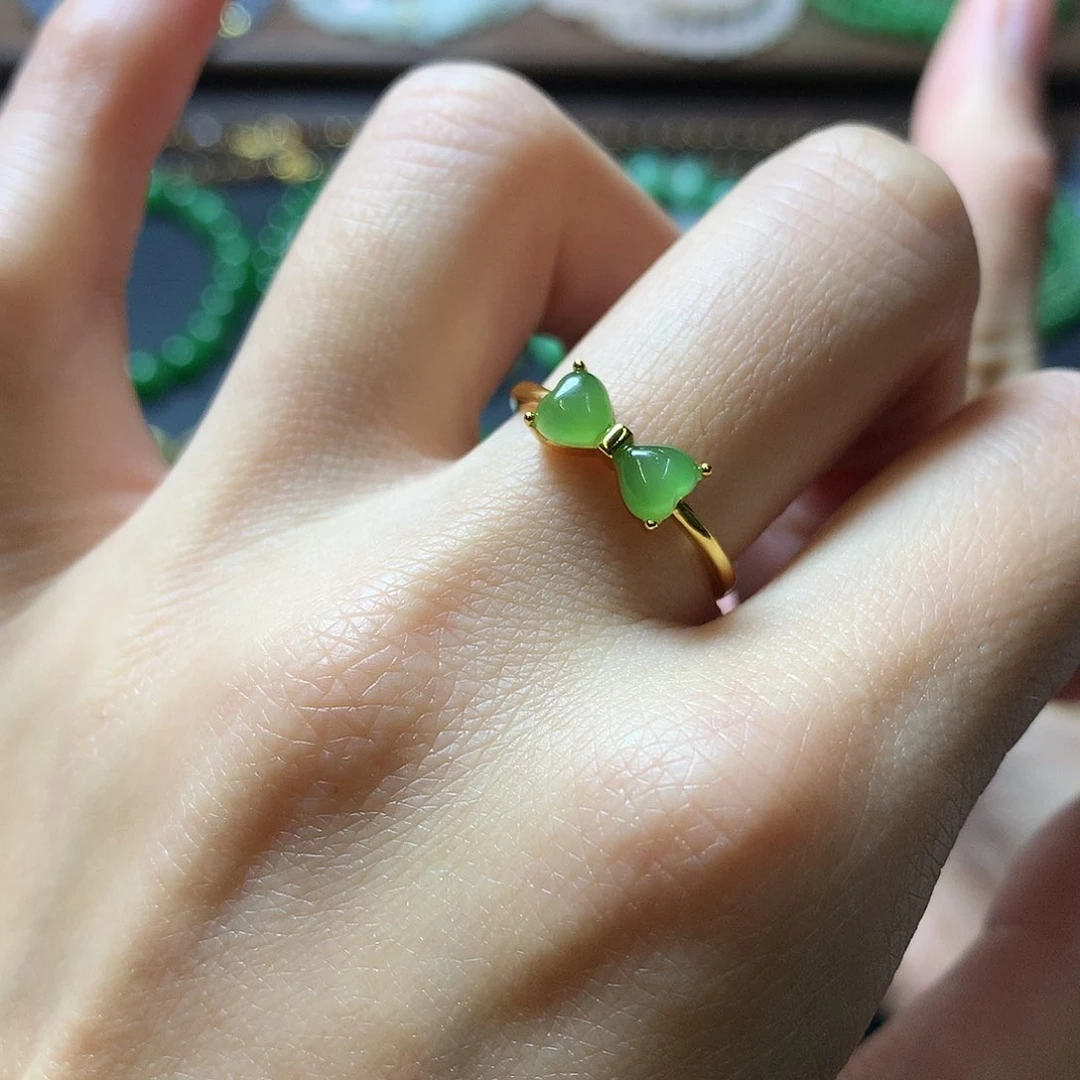 和田玉戒指银S925镶嵌