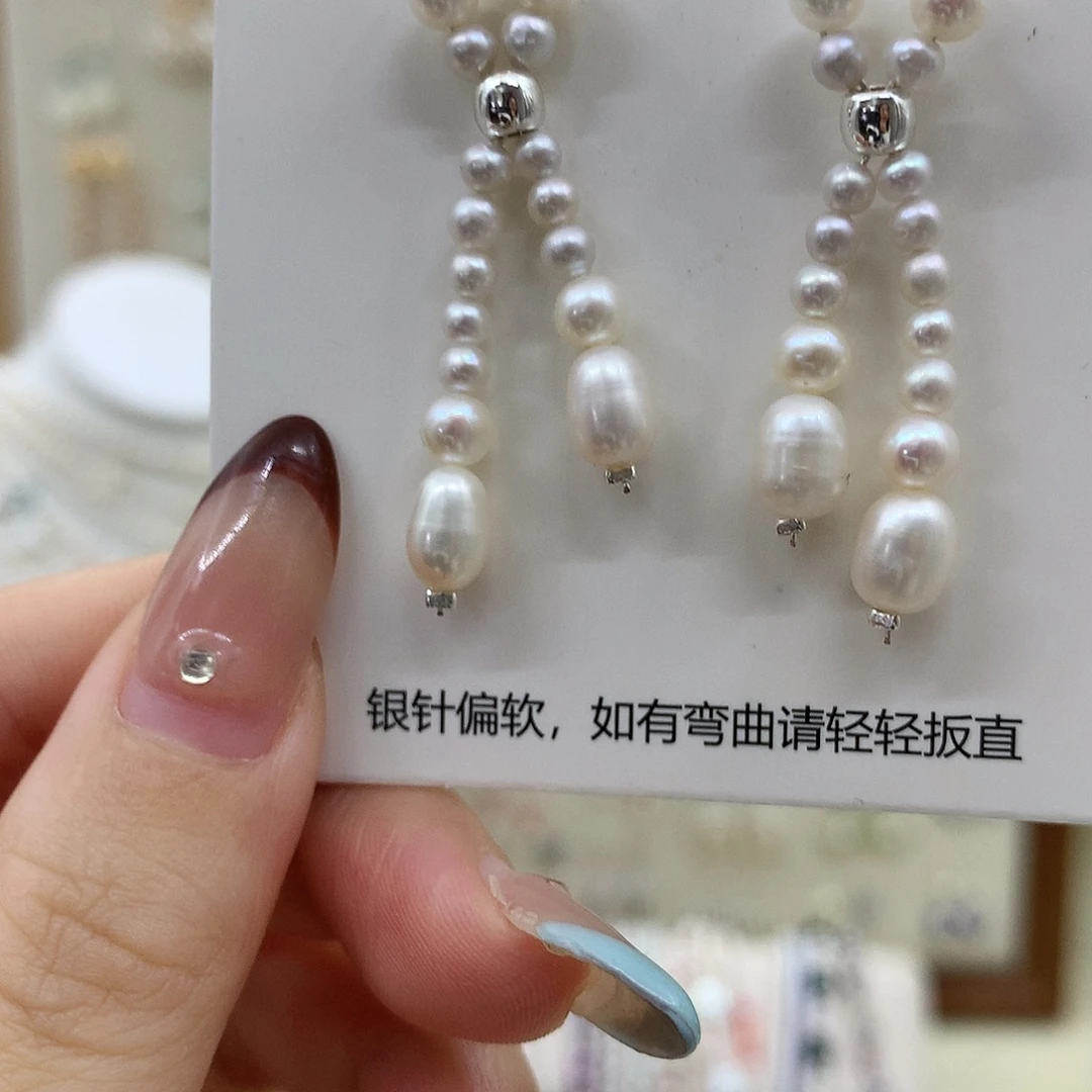 淡水珍珠耳饰银S925镶嵌