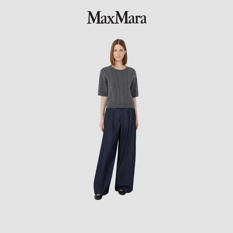 MaxMara 2025早秋新品女装绵羊毛绞花宽松毛衣9366115106