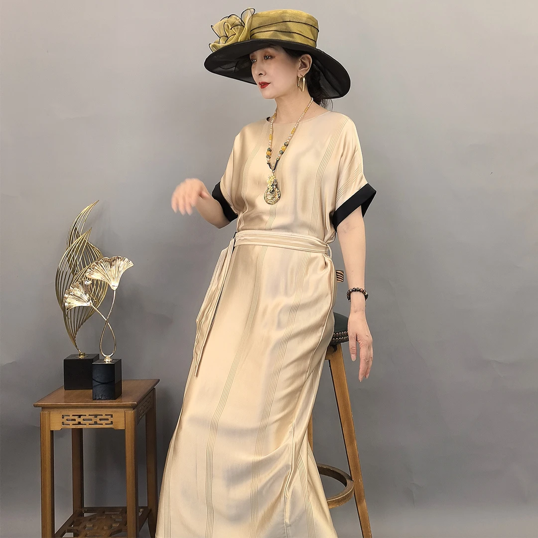 6459春夏超显瘦连衣裙气质宽松显瘦阔太太通勤复古连衣裙