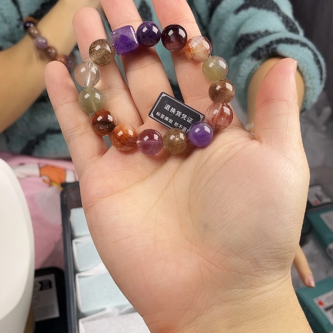 银S925镀金镶嵌水晶手串