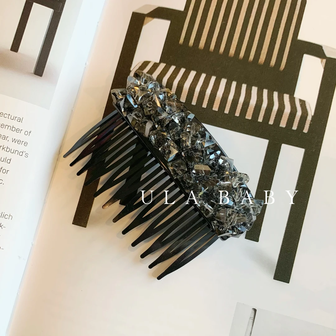 【喜儿ula】12-22-4精致满镶多齿碎发倒插梳