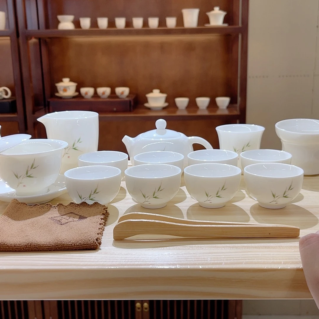 瓷片玄致羊脂玉瓷茶具套装