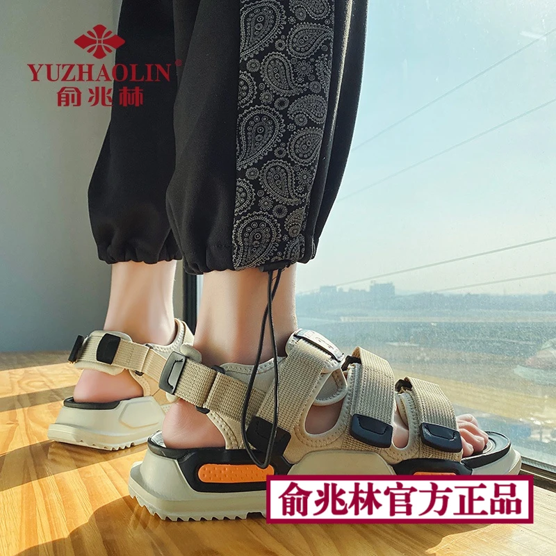 俞兆林沙滩鞋男款夏季外穿运动休闲罗马凉鞋防滑厚底登山涉水鞋