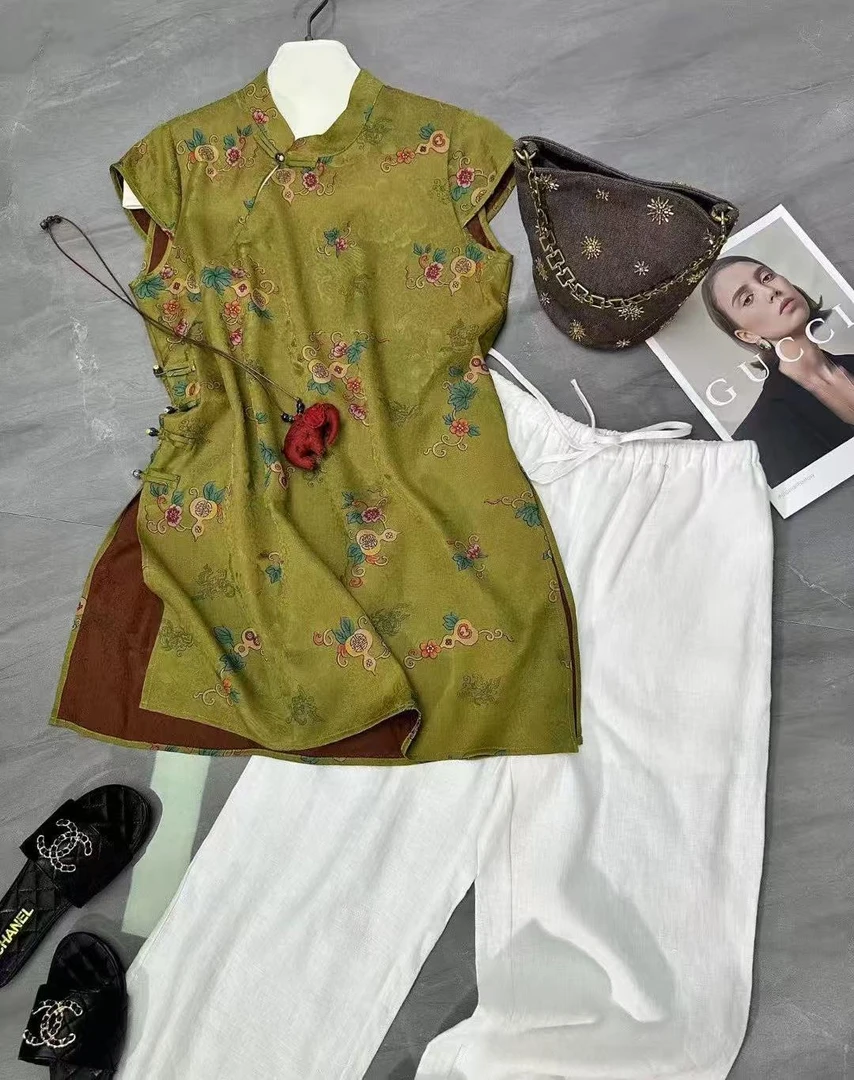 欢喜--中式国风气质时尚洋气碎花夏季复古显白休闲显瘦轻奢裙子