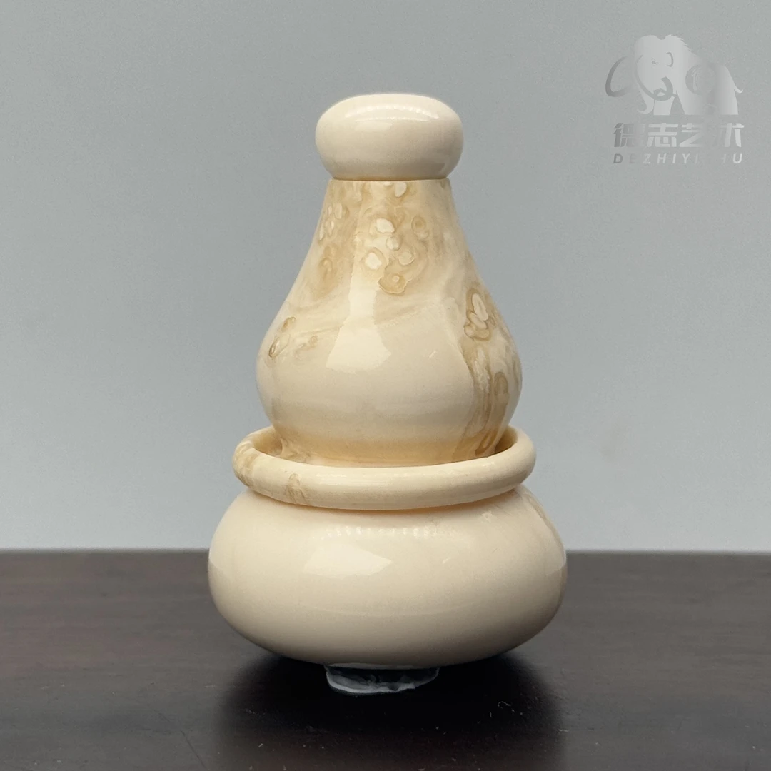 DEZHI/德志【葫芦鼻烟壶】50*32mm瘤疤牙髓料一体雕35g猛犸把件Y566