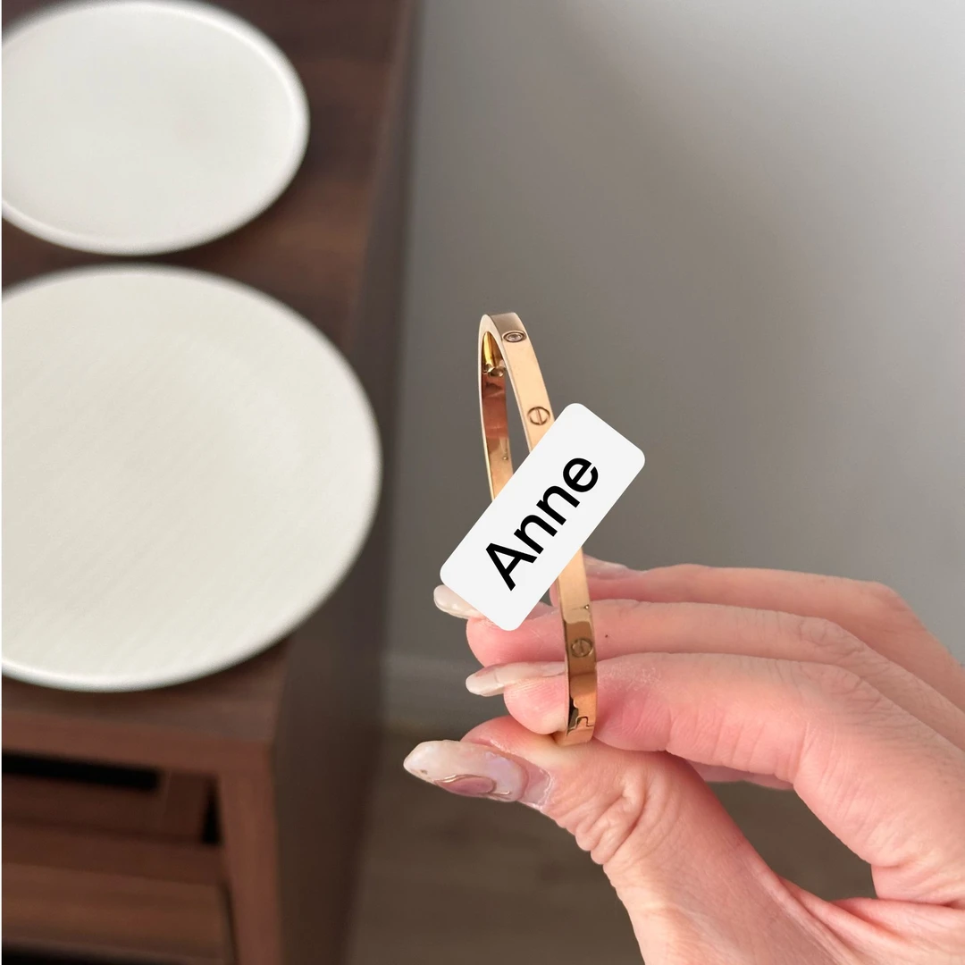 钛钢手镯 【S256】经典永恒之环螺丝刀时尚镶锆窄版手镯