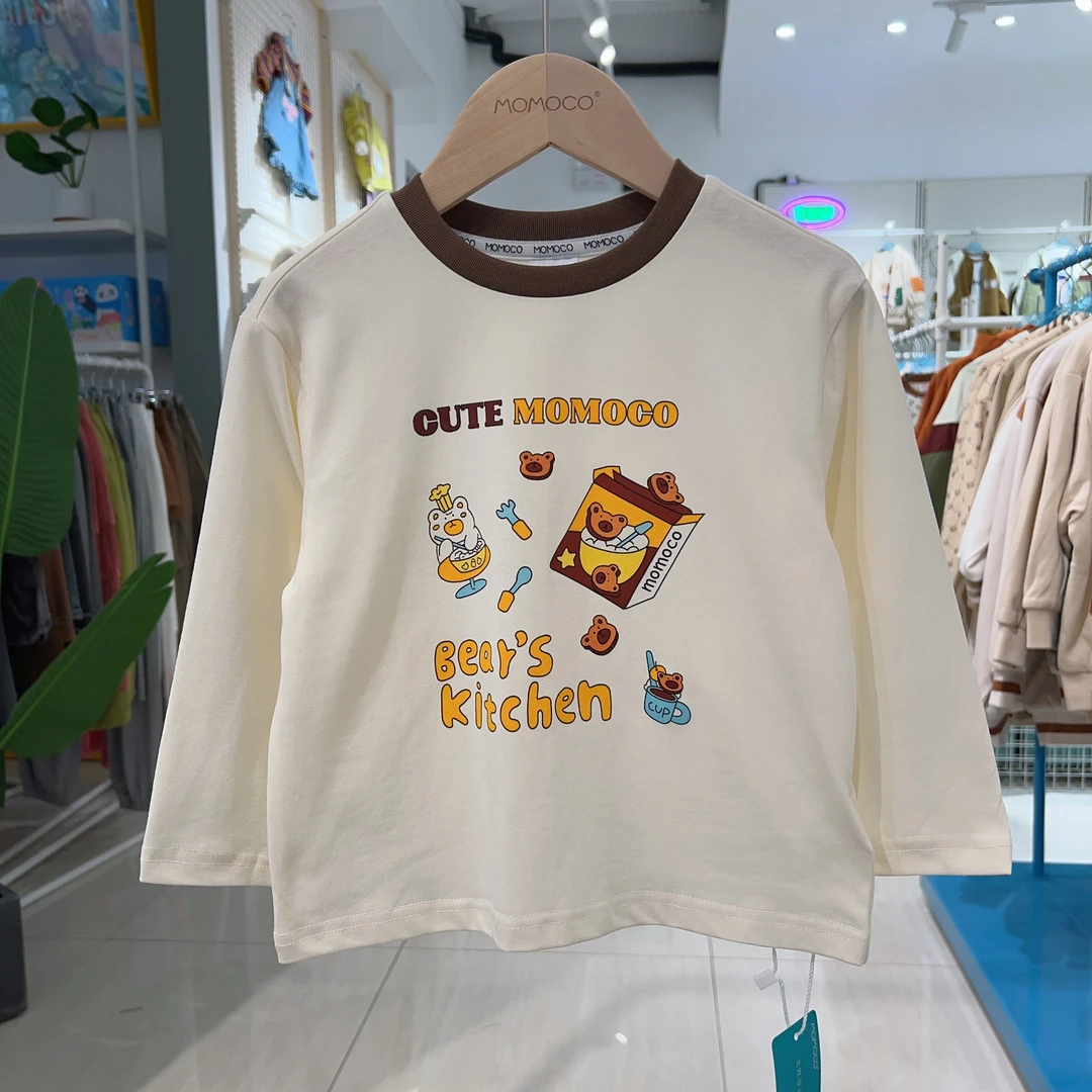 MOMOCO春季儿童圆领男童休闲潮流印花长袖T恤77130235027