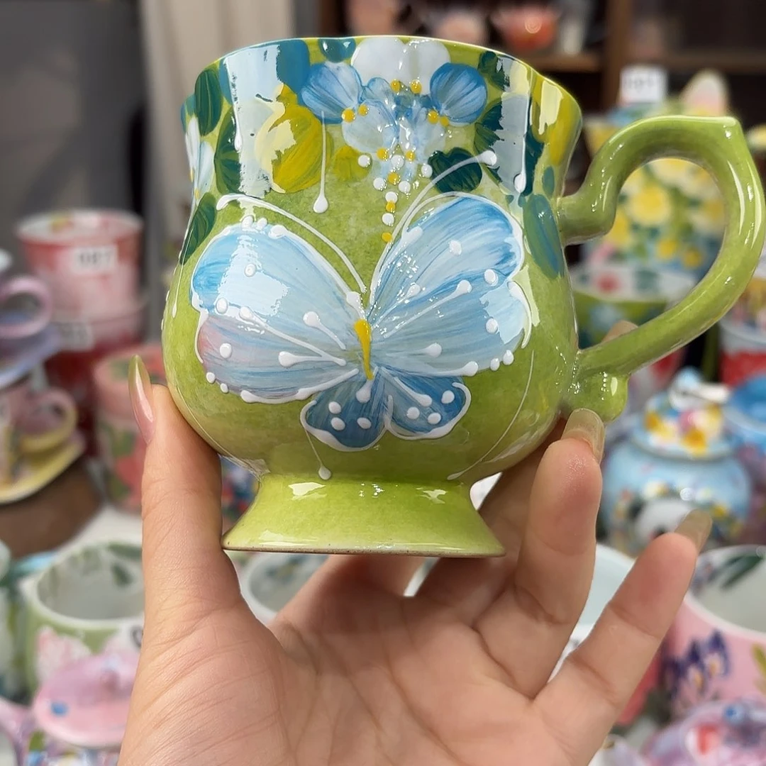 瓷片景德镇手绘高温釉下彩陶瓷茶具装饰