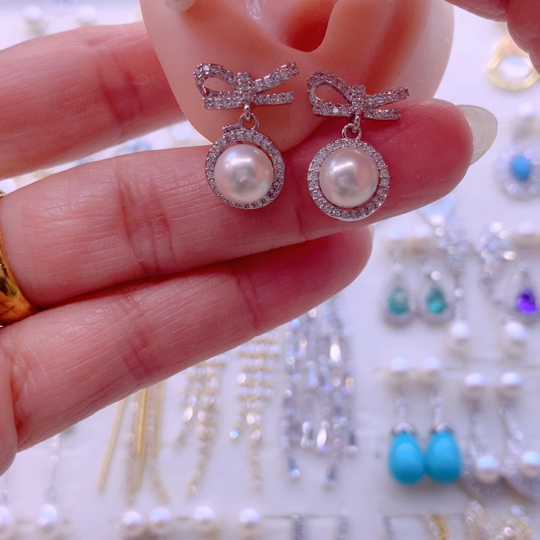 淡水珍珠耳饰合金