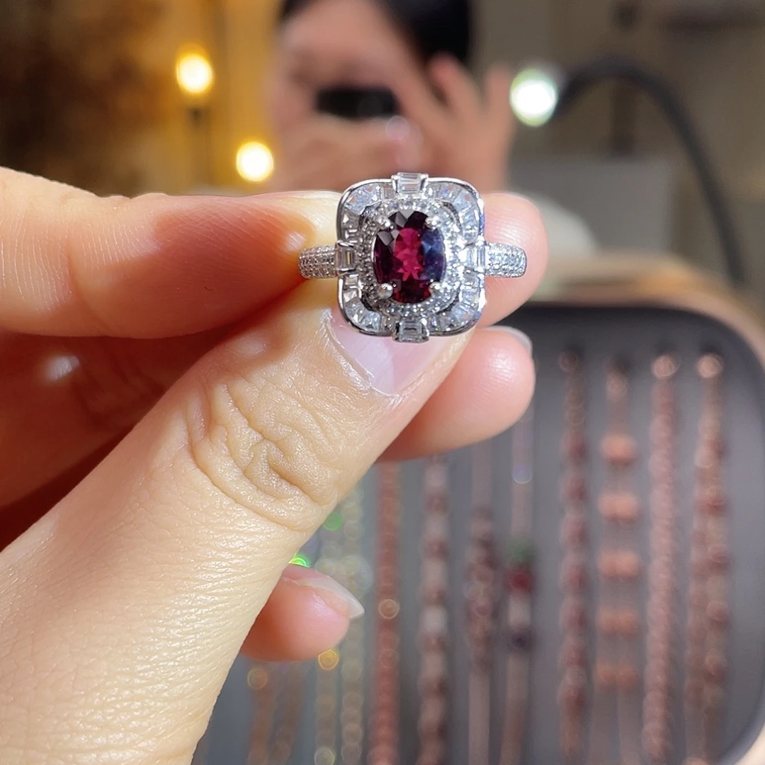 银S925镶嵌戒指碧玺