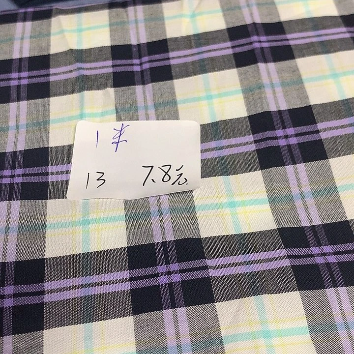无纺布色织衬衫紫白格