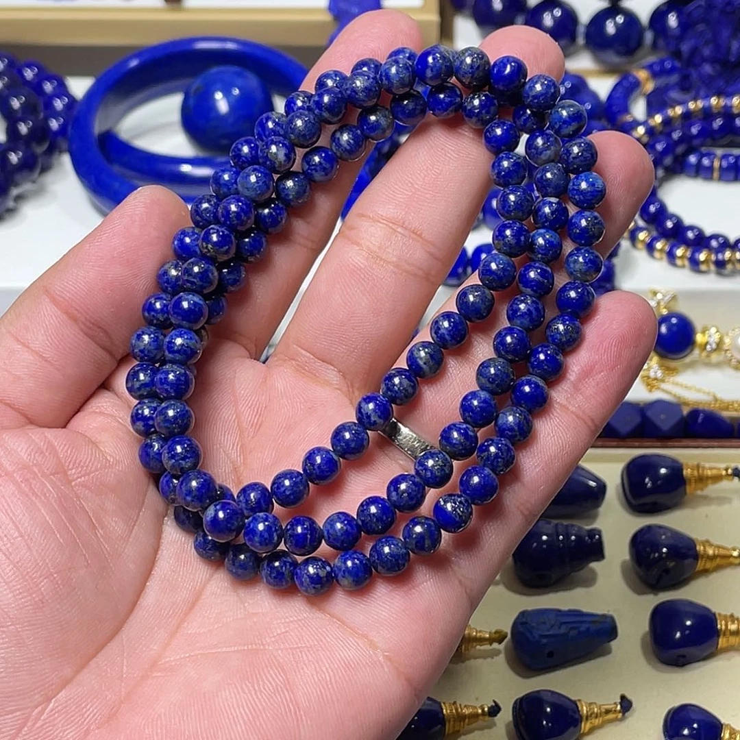 青金石未镶嵌放漏！108颗6.6mm