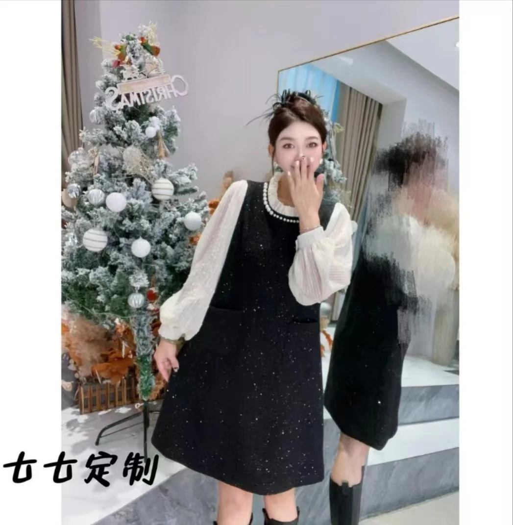 YOU家定制【开心拜年】连衣裙显瘦气质网红时尚加厚秋冬2421