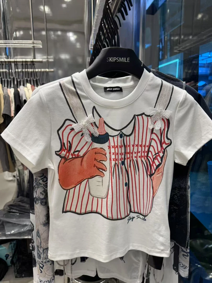 深圳南油高货原创skp家比基尼趣味奶瓶常规圆领短袖T恤