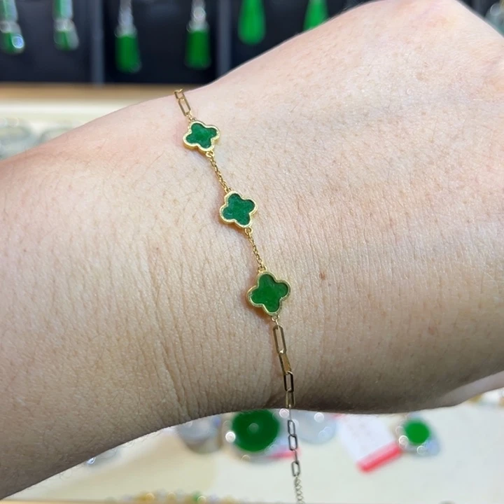 翡翠18K金镶嵌颈饰杮**意手链