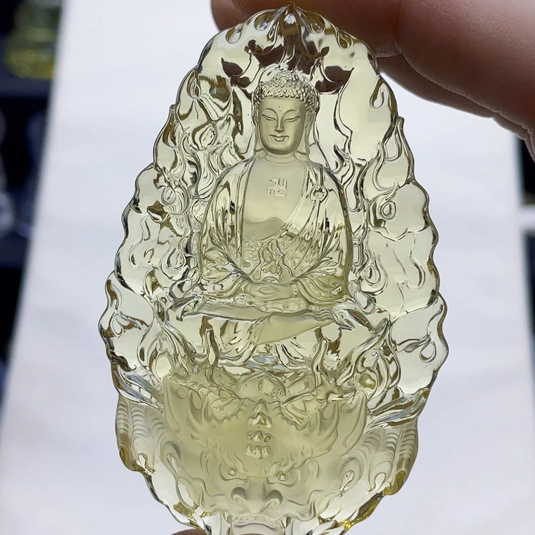 山***水晶未镶嵌颈饰黄水晶大师精雕大日