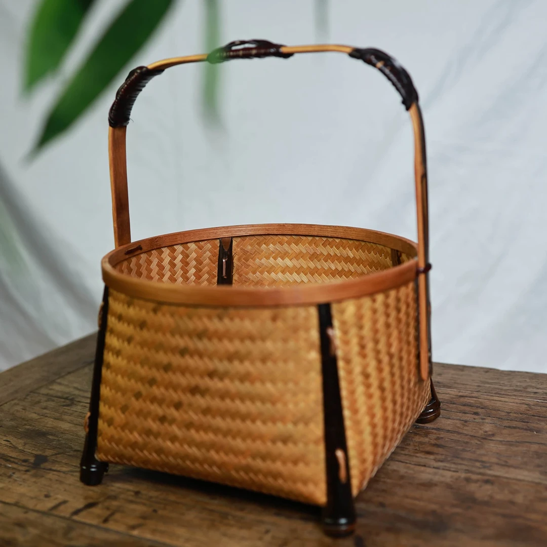 TL034（林艺舍）手工竹编收纳手提篮