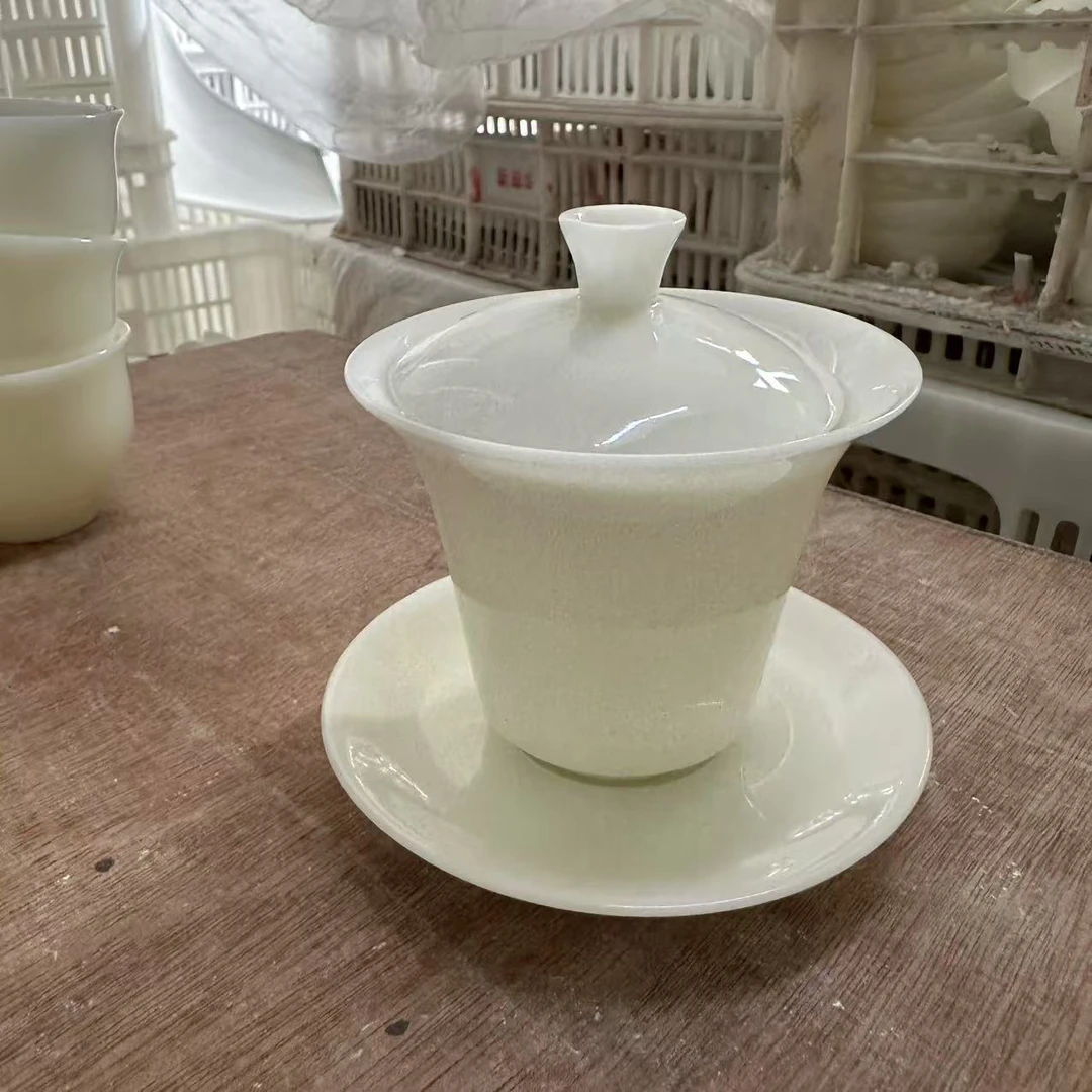 冰晶马蹄三才盖碗（微瑕）约135毫升