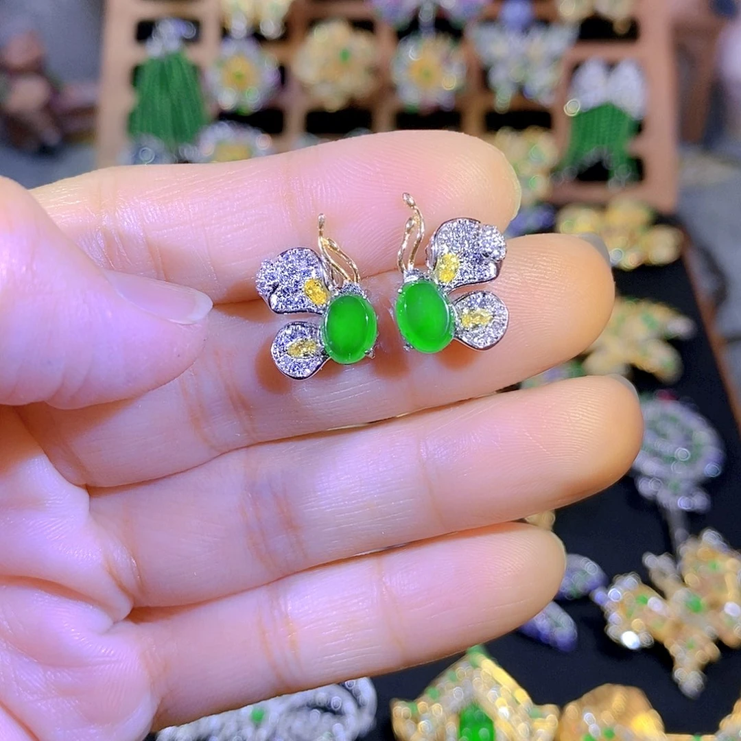 吊坠(不含链)银S925镶嵌翡翠