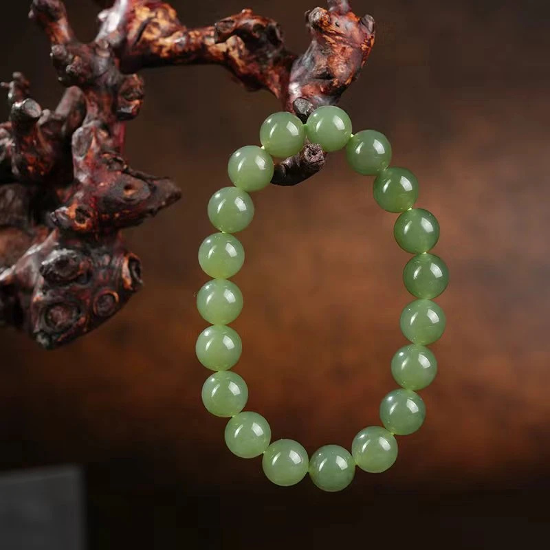 新疆和田玉 湖水冻卡10-9手串多样性发一件