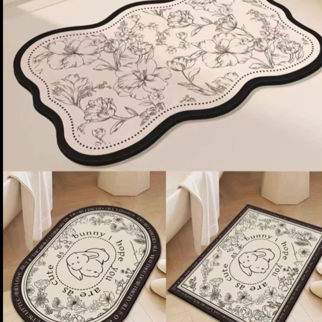 三件套 40*60厘米硅藻泥卡通可爱吸水吸油浴室地垫 桌面台面垫子