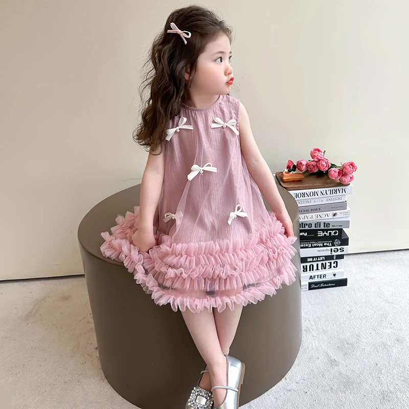 女童夏装连衣裙2025新款儿童韩版洋气背心裙女宝宝夏季网纱公主裙