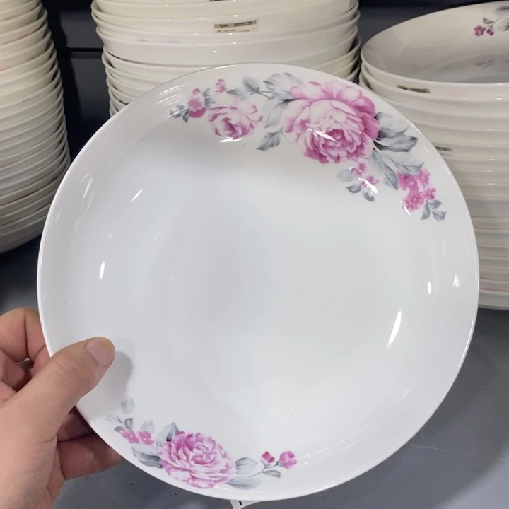 陶摆件121号4个装8寸粉色花玫瑰深圆盘
