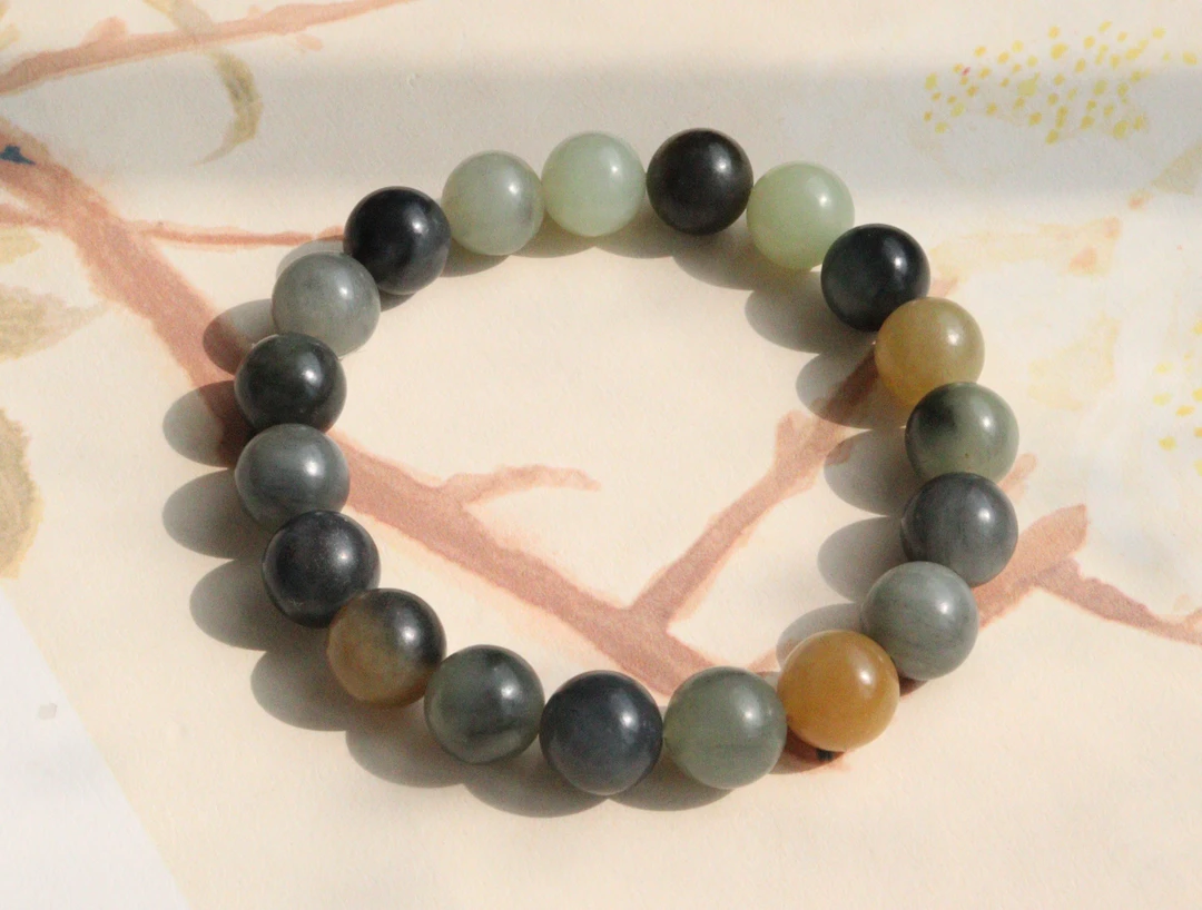 和田玉楼兰三色手串