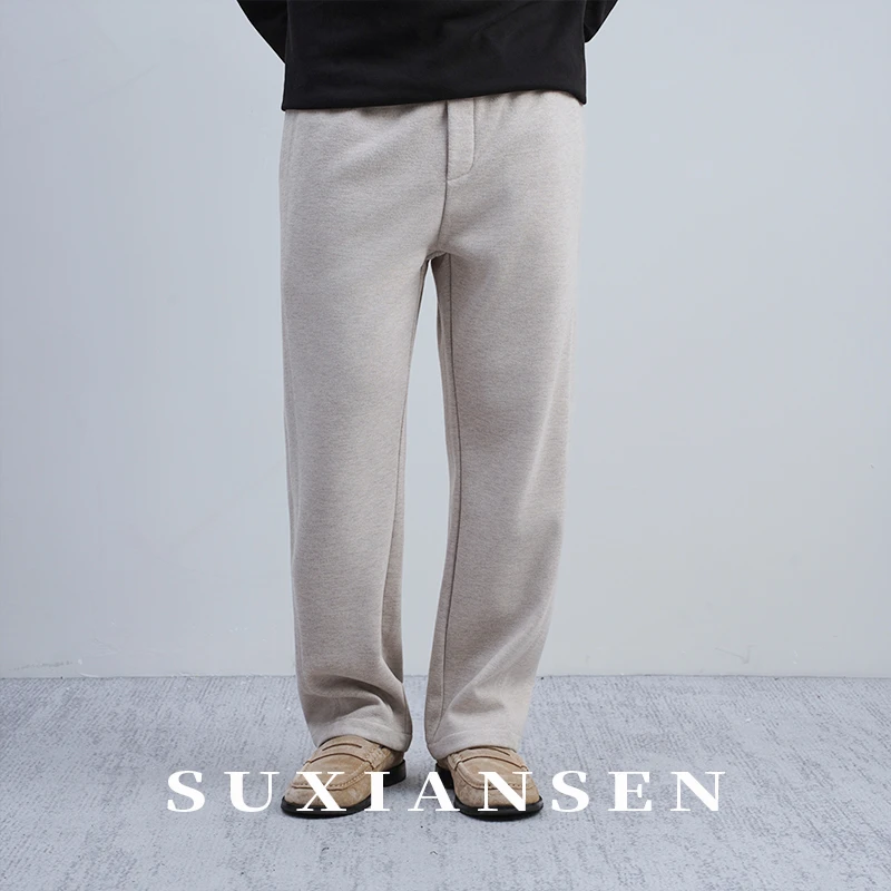 【大头叔叔】醋酸绵羊毛混纺老钱风松紧腰直筒垂感休闲裤DDK9715