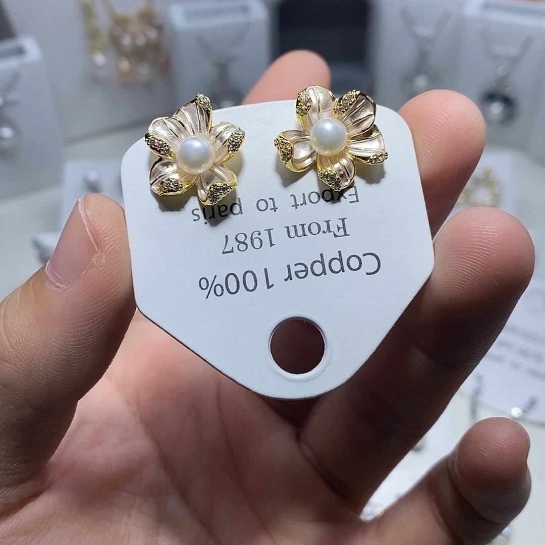 淡水珍珠耳饰银S925镶嵌