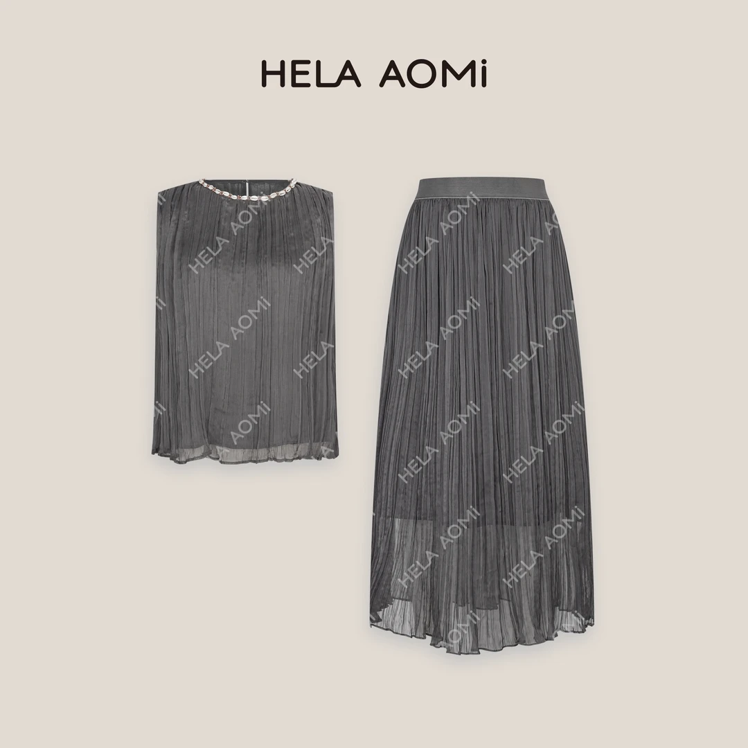 HELA AOMI“财阀千金”波西米亚风褶皱休闲度假风两件套CY5BM99551