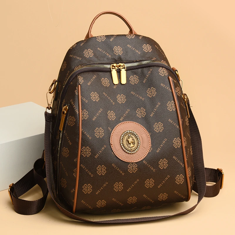 新款时尚高级感大容量女士四叶草背包