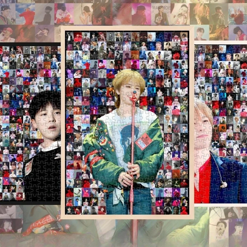 权志龙周边饭制爱豆高颜值马赛克拼图生日礼物木质成人玩具1000片